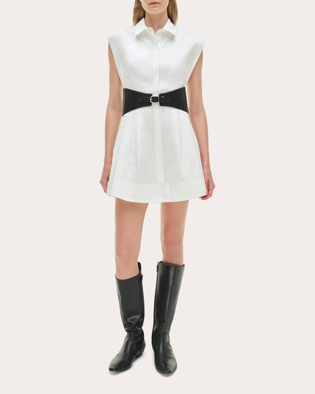 Adler Poplin Belted Mini Shirt Dress