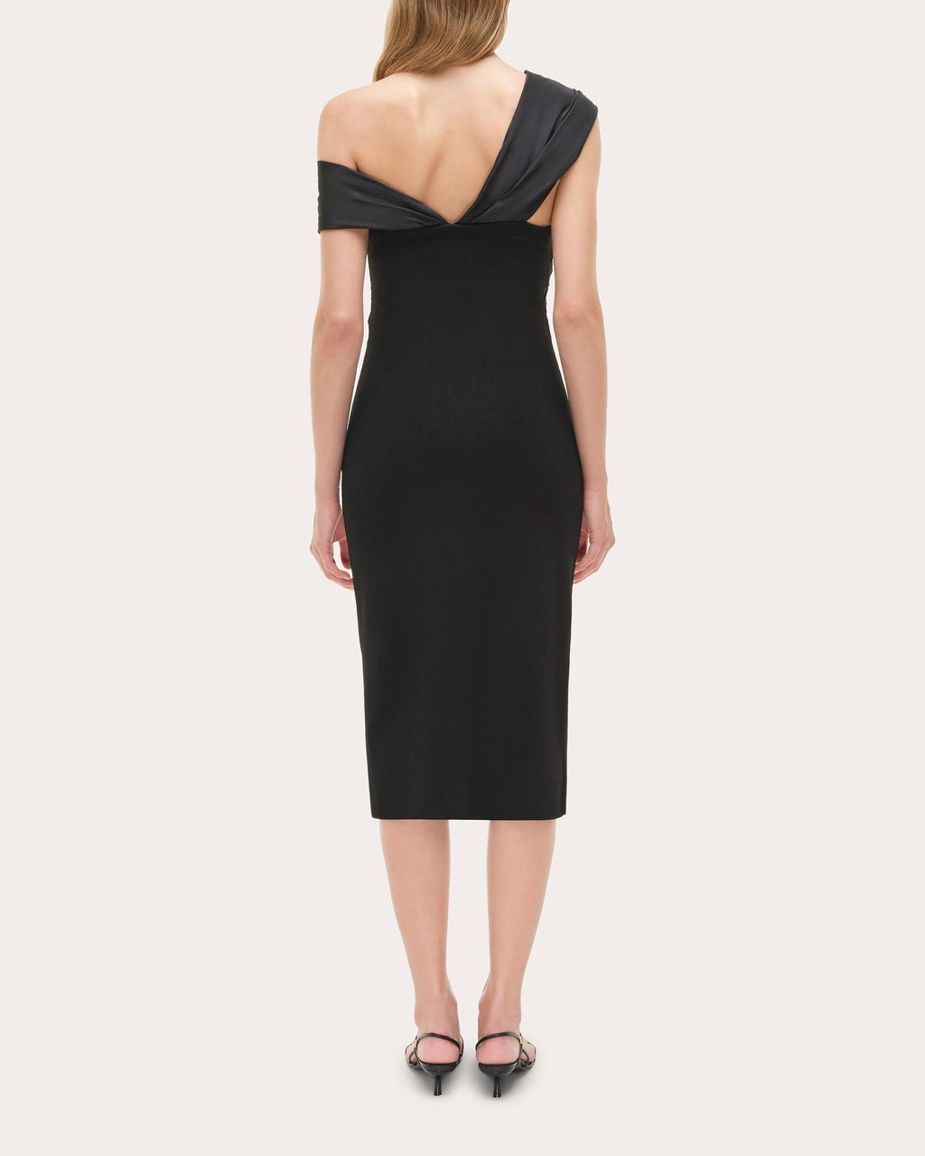 Mia Knit Taffeta Combo Knotted Midi Dress