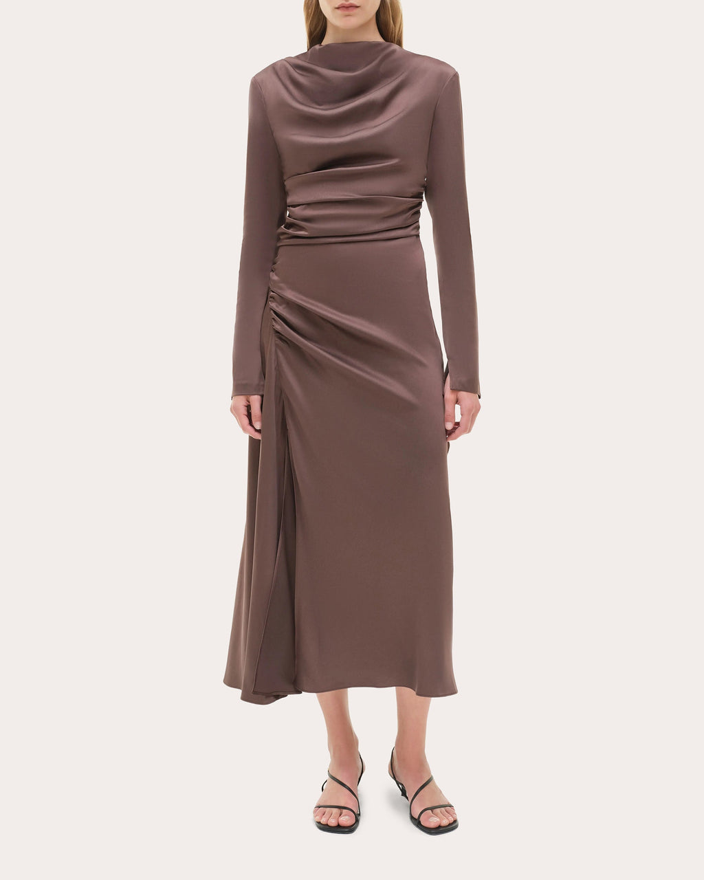 Odessa Satin Draped Midi Dress