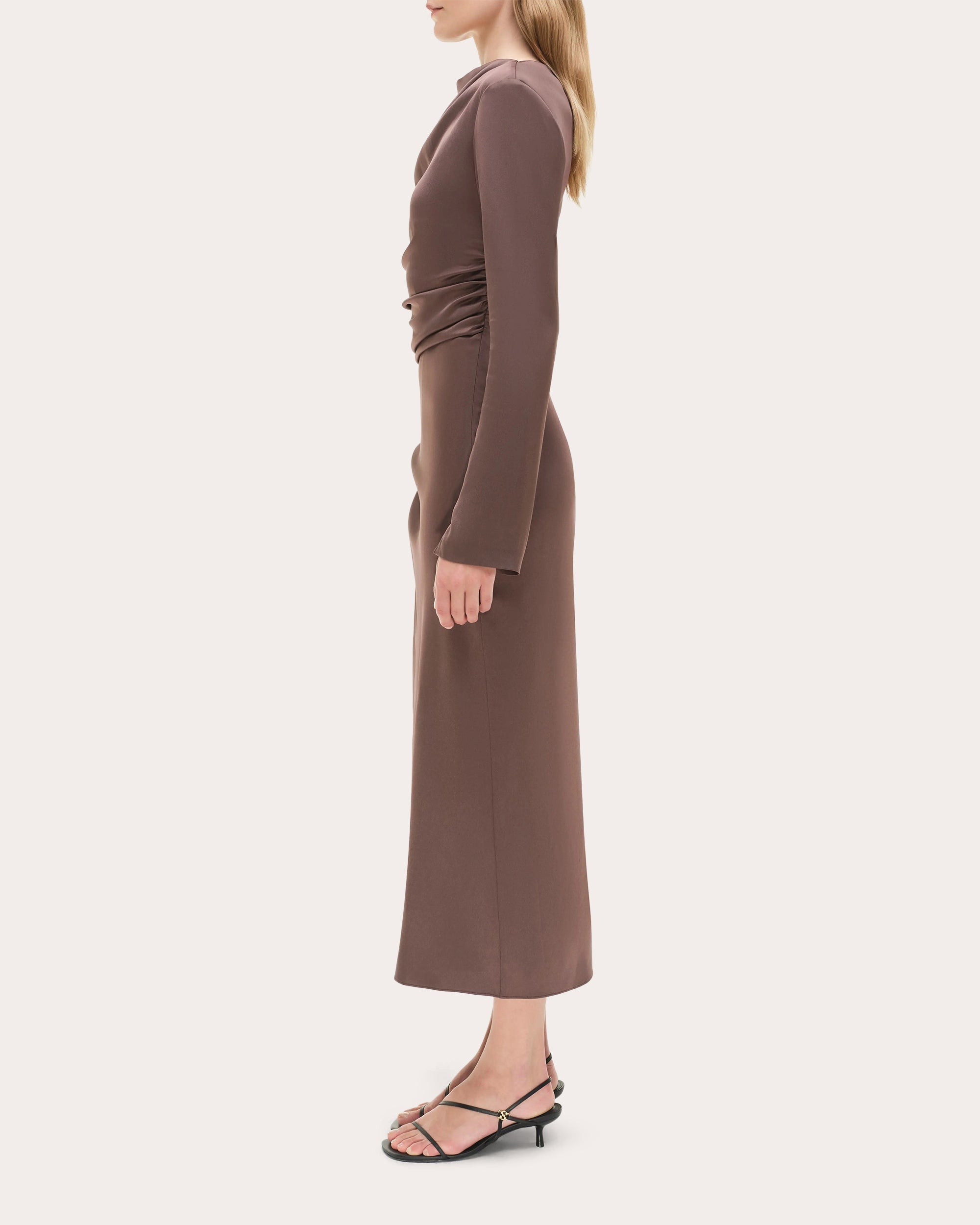 Odessa Satin Draped Midi Dress