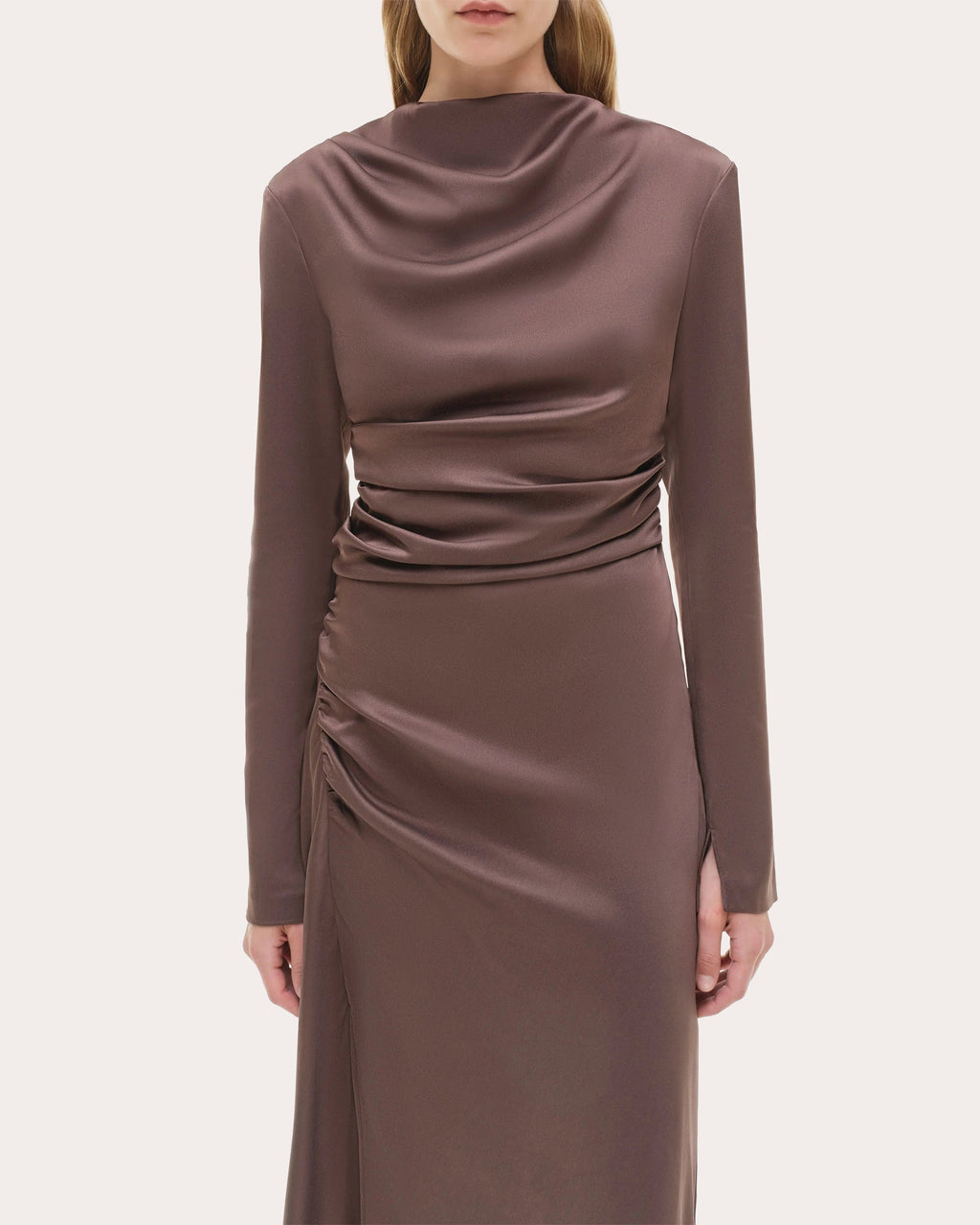 Odessa Satin Draped Midi Dress