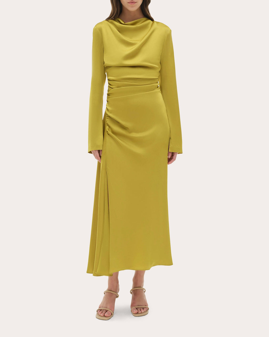 Odessa Satin Draped Midi Dress