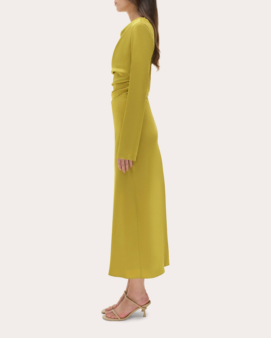 Odessa Satin Draped Midi Dress