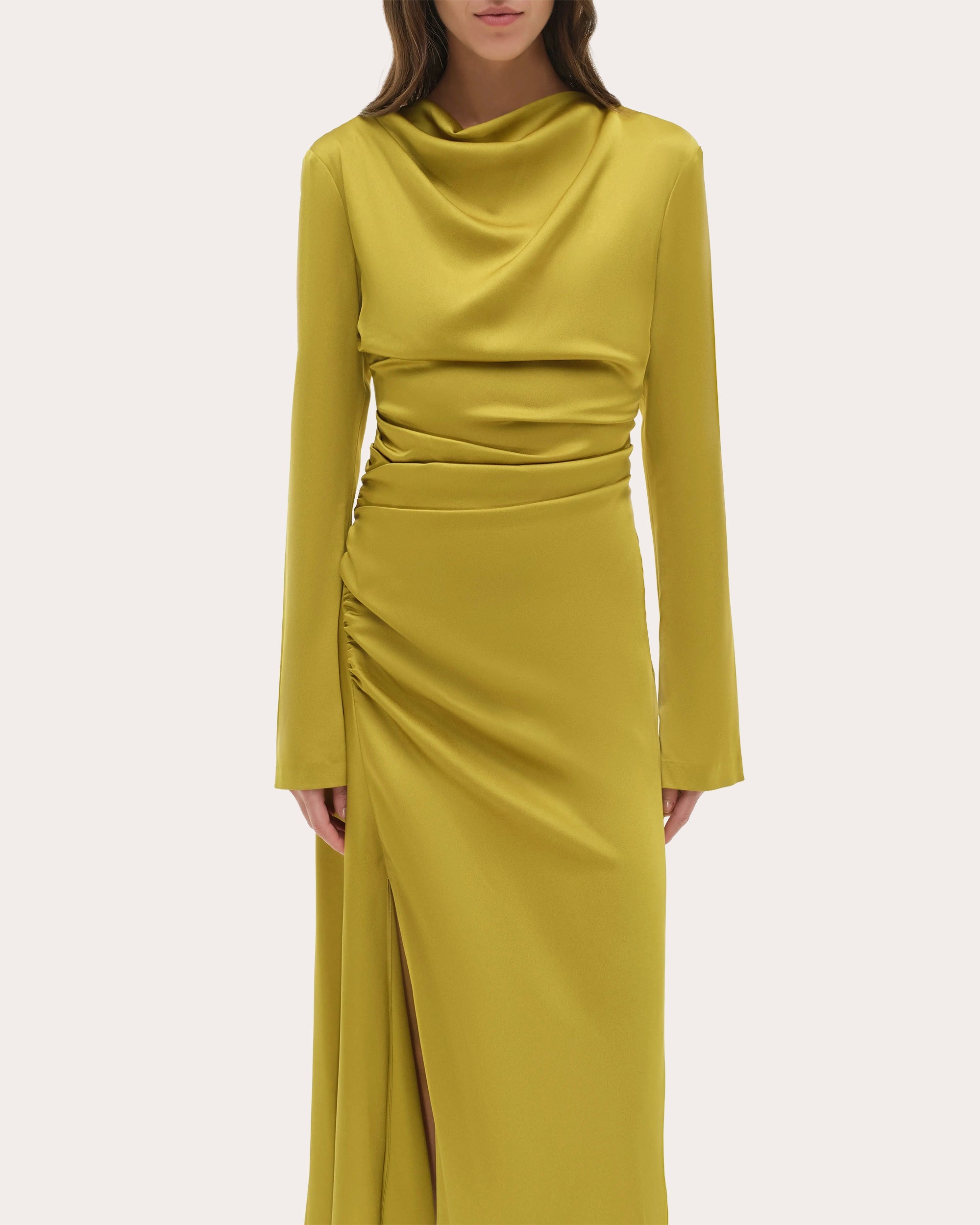 Odessa Satin Draped Midi Dress