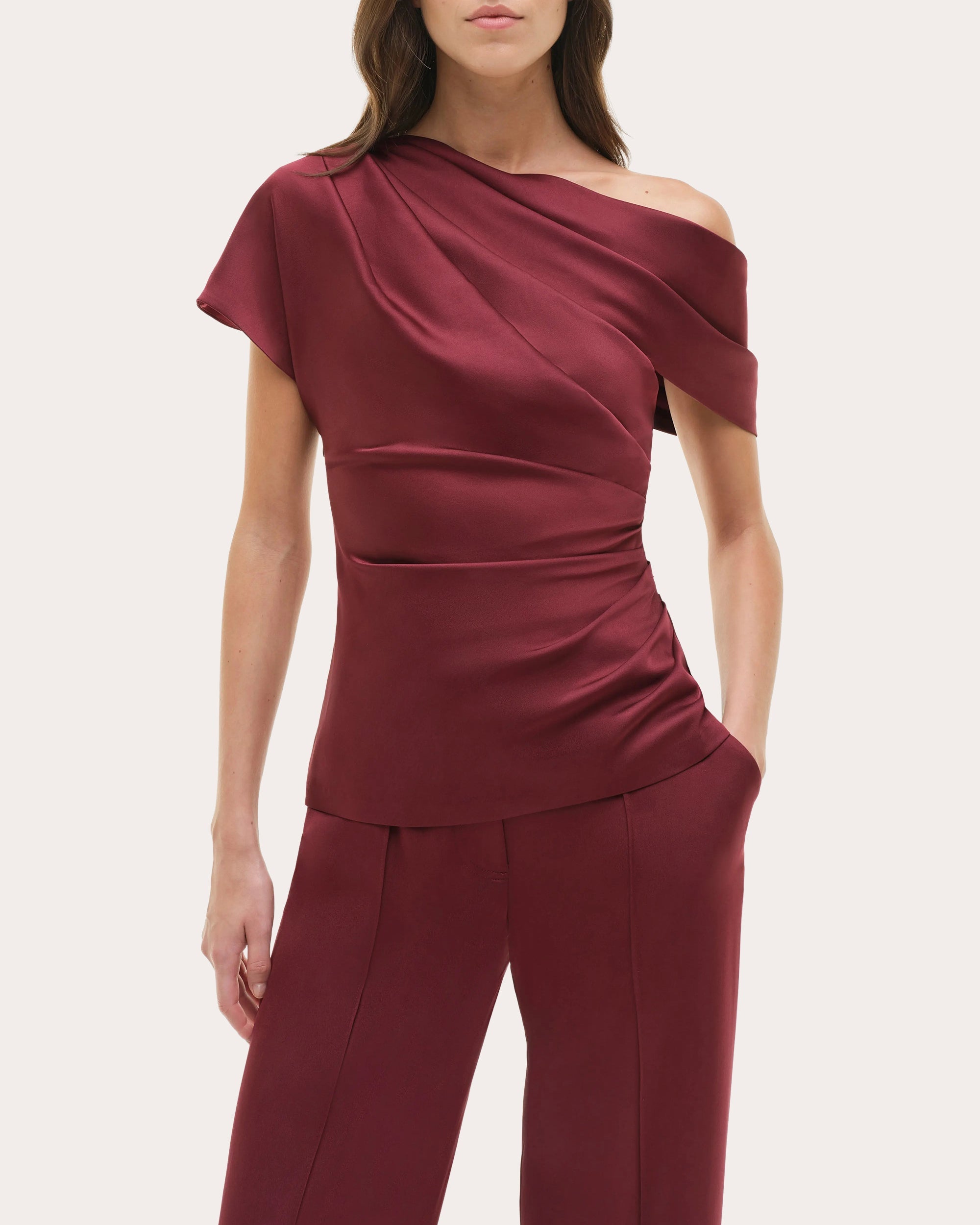 Phoebe Satin Draped Asymmetric Top