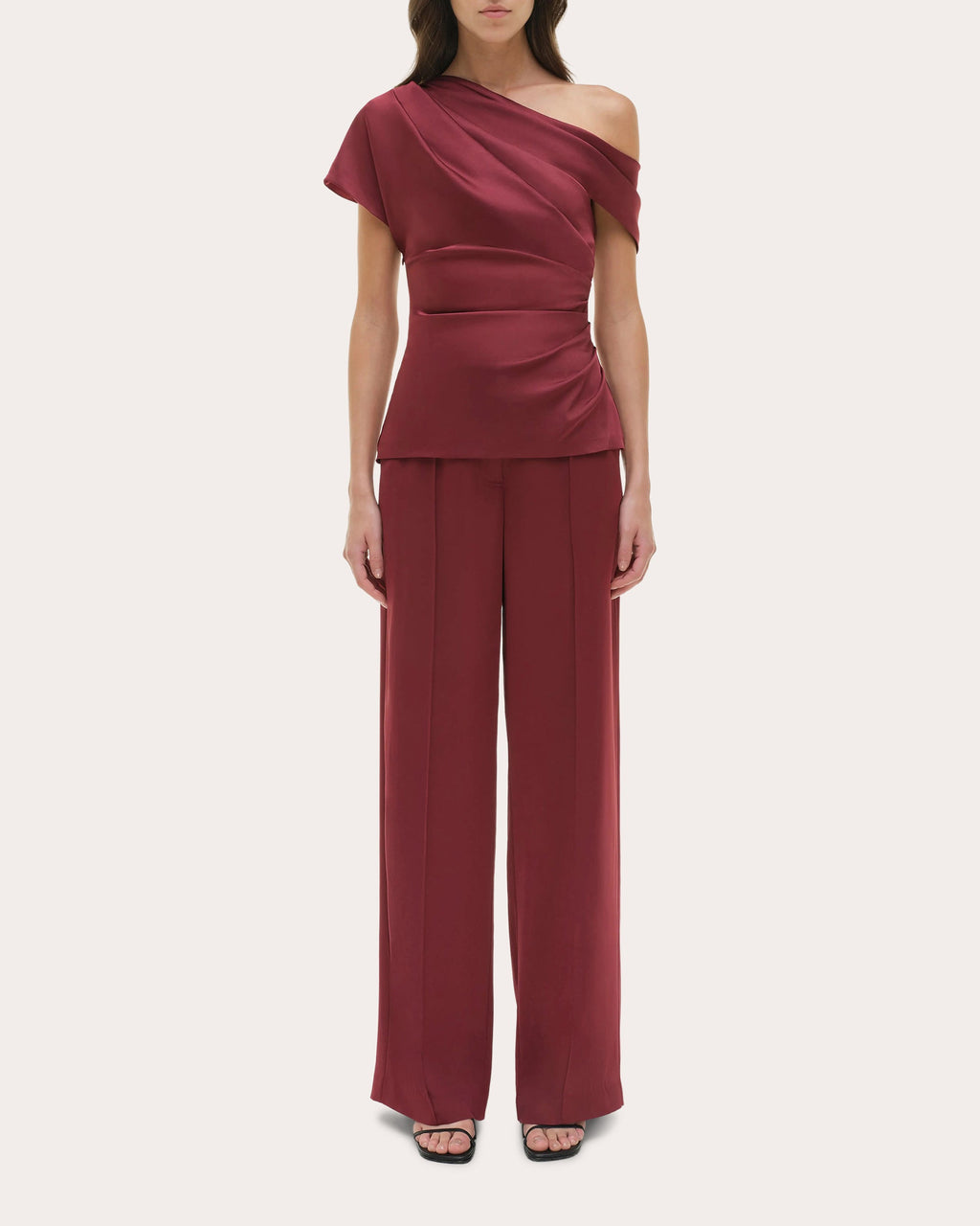 Phoebe Satin Draped Asymmetric Top