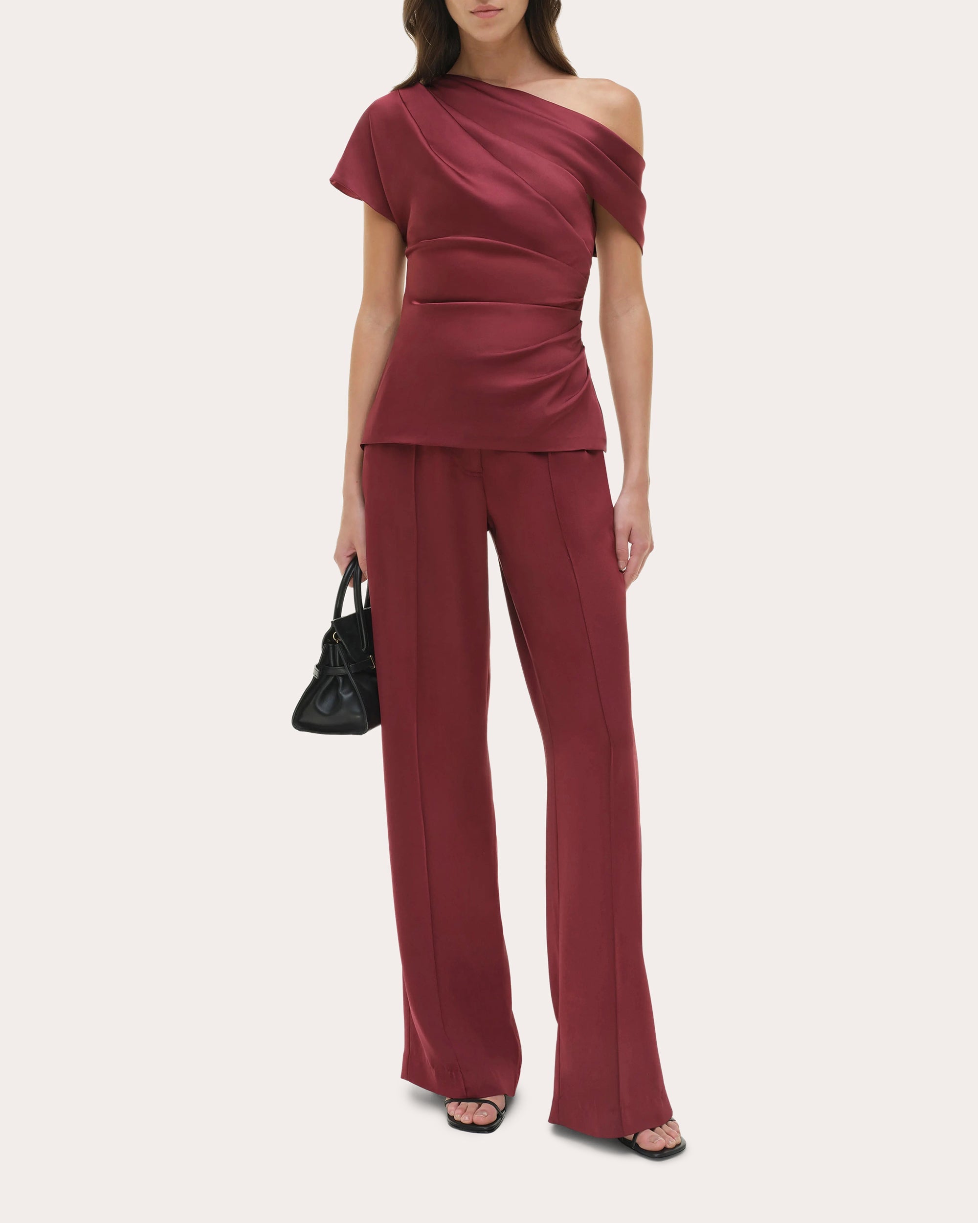 Phoebe Satin Draped Asymmetric Top