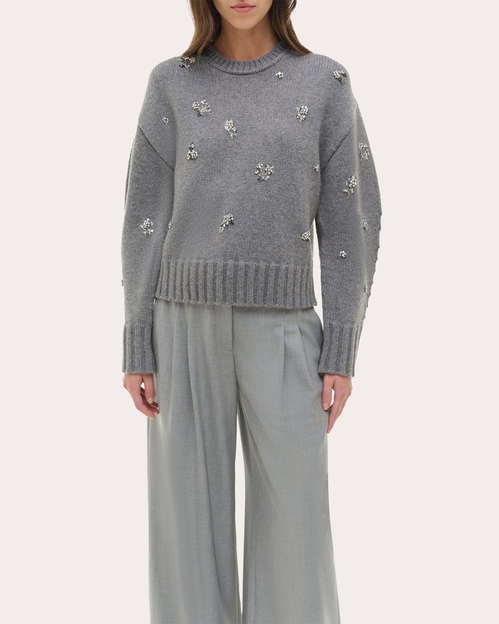 Coraline Crystal Wool Cashmere Crewneck Sweater