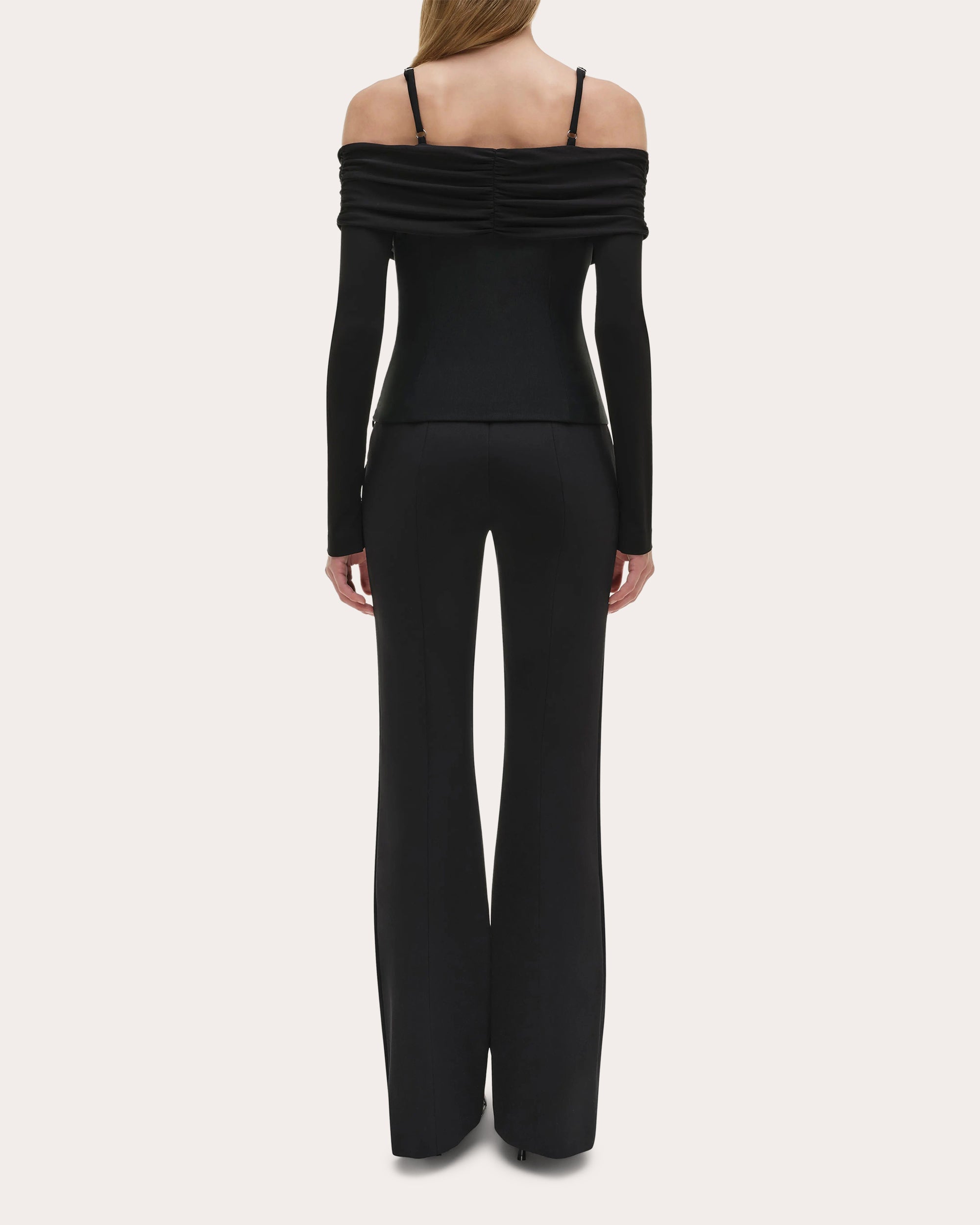 Hazel Jersey Gathered Off-Shoulder Top