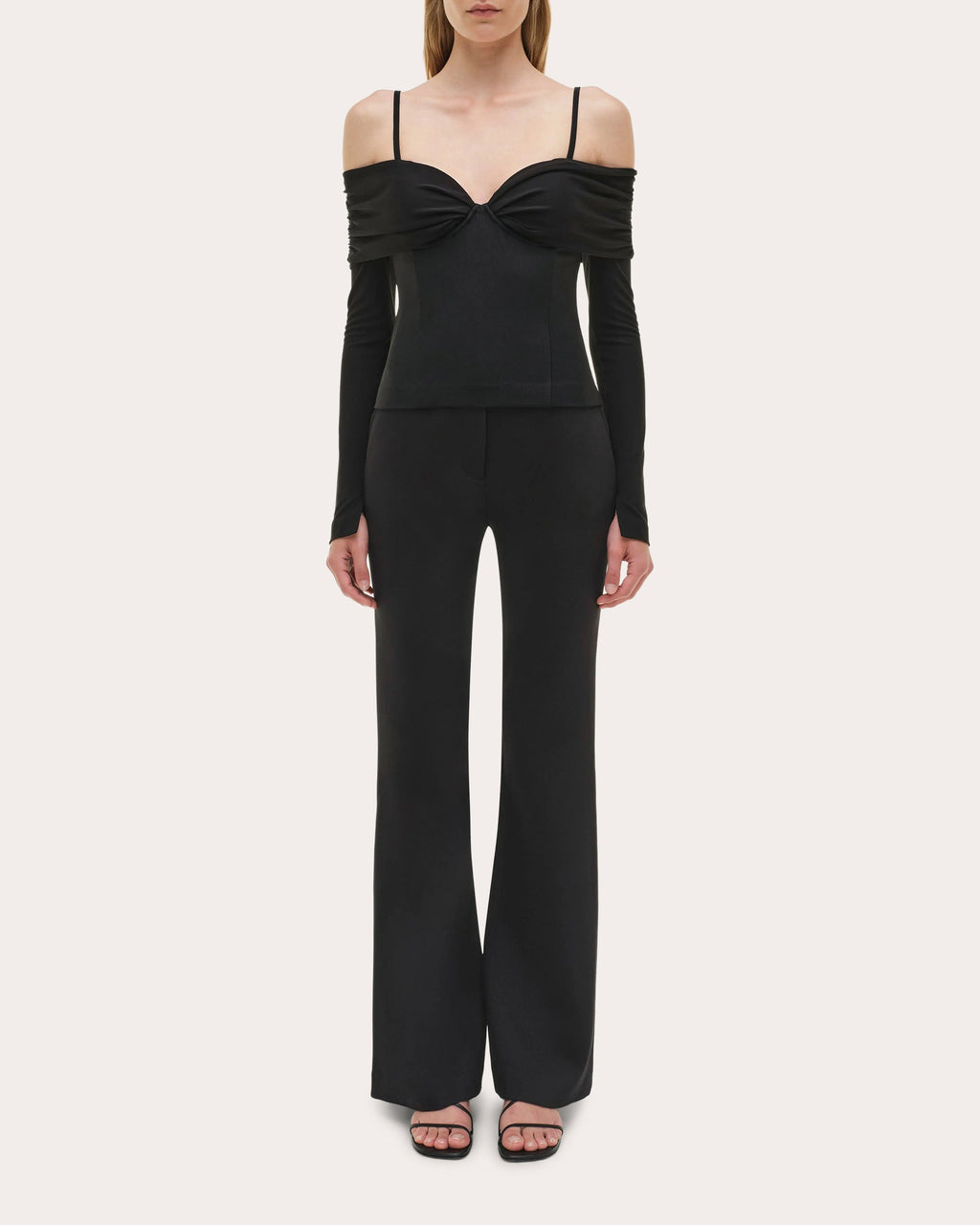 Hazel Jersey Gathered Off-Shoulder Top