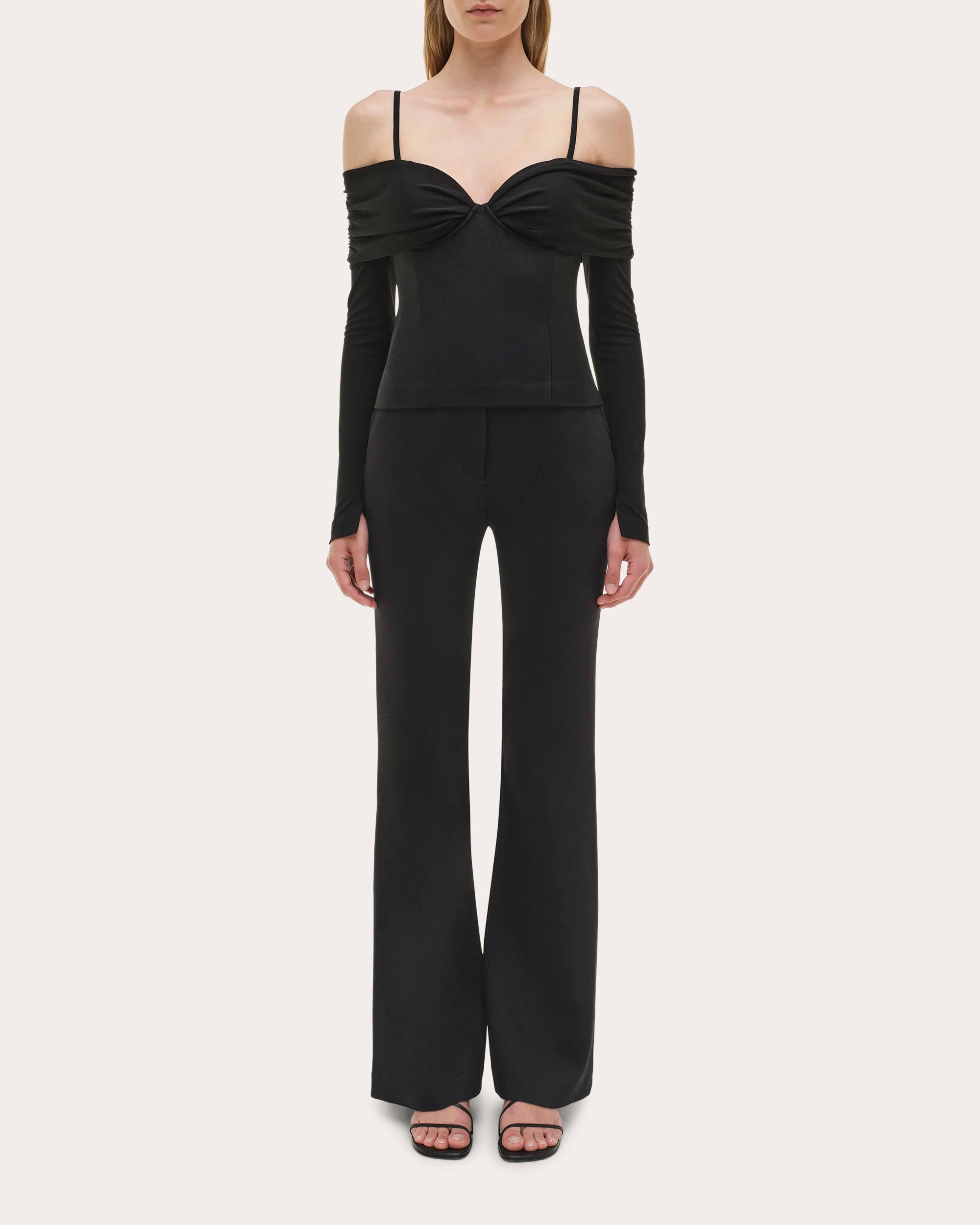 Hazel Jersey Gathered Off-Shoulder Top