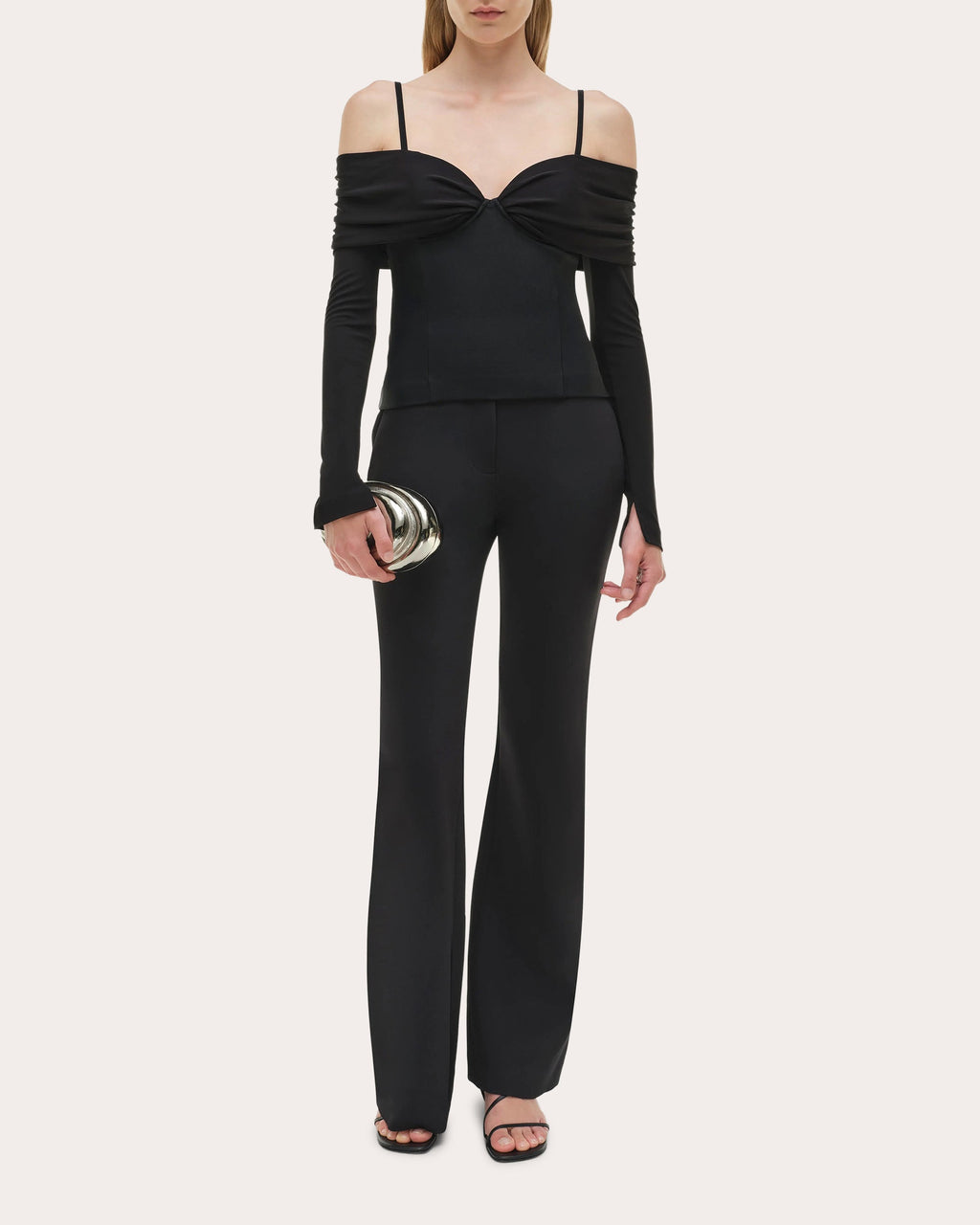 Hazel Jersey Gathered Off-Shoulder Top