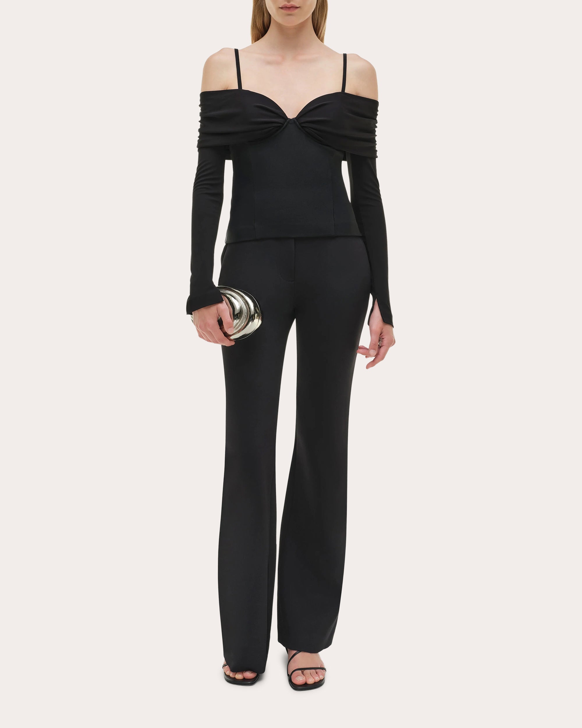 Hazel Jersey Gathered Off-Shoulder Top