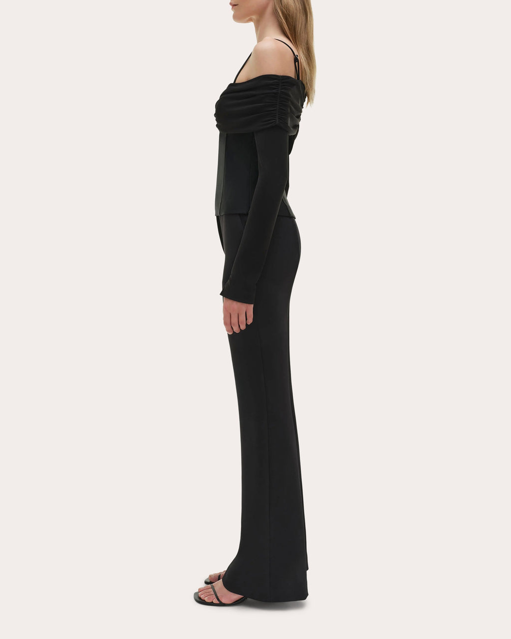 Hazel Jersey Gathered Off-Shoulder Top