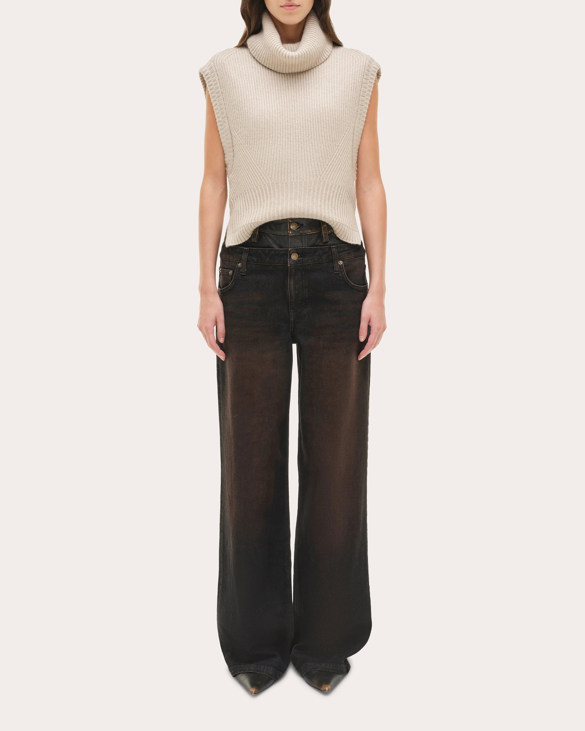 Maple Ribbed Wool Cashmere Turtleneck Sweater