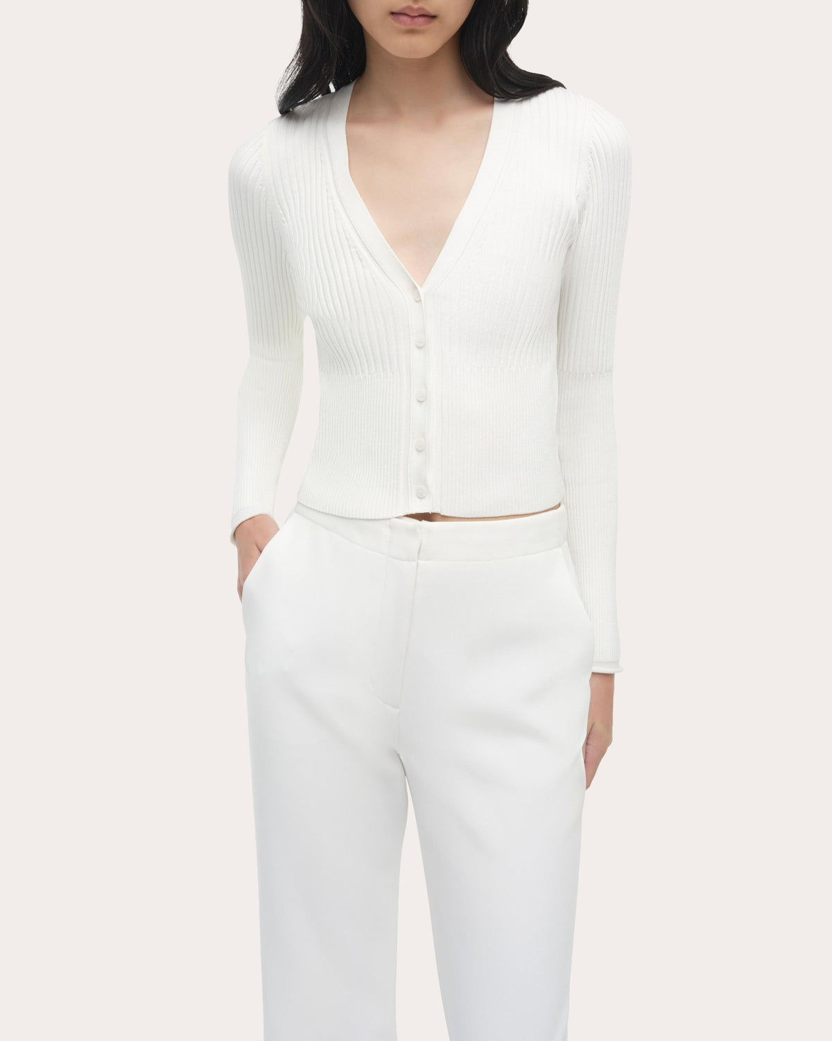Ailany Rib Knit Shrunken Cardigan