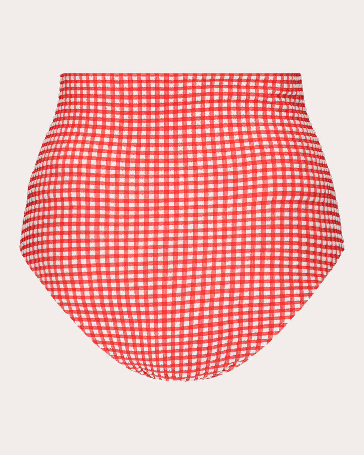 Ara Gingham High-Rise Bikini Bottoms