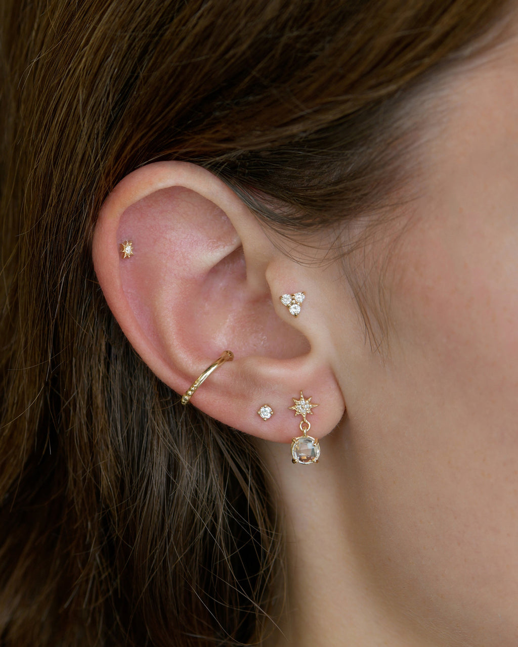 Diamond Cléo Trio Stud Earrings