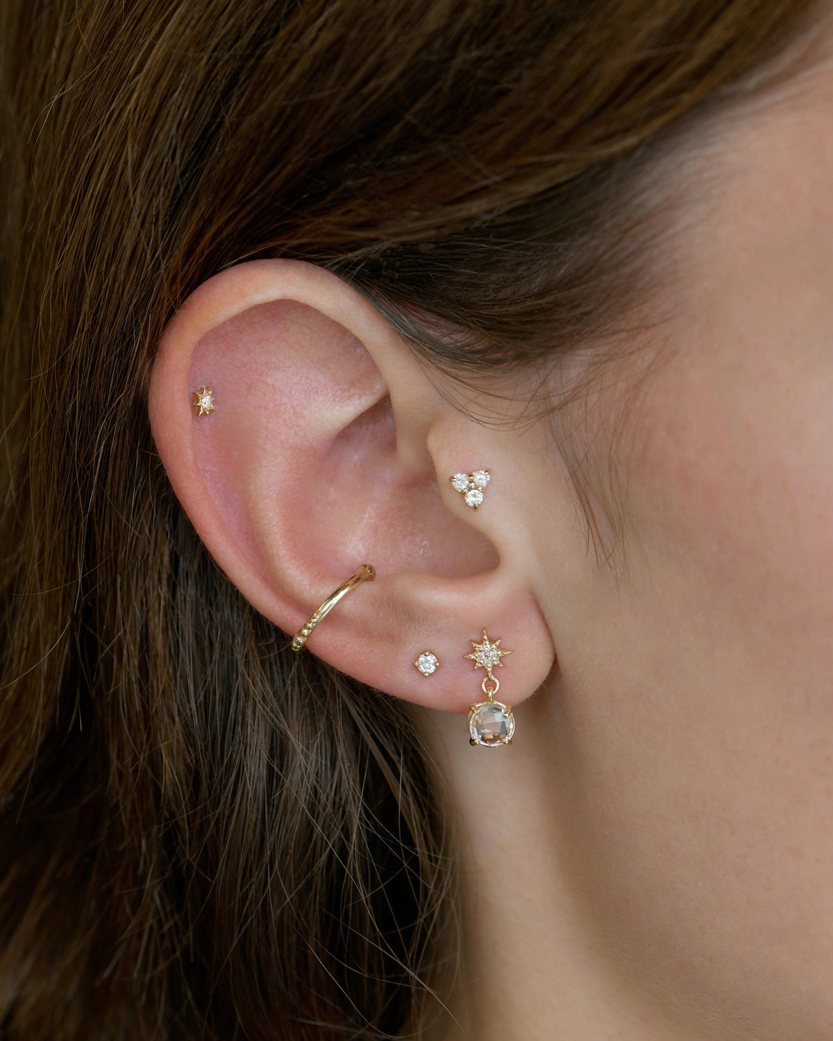 Diamond Cléo Trio Stud Earrings