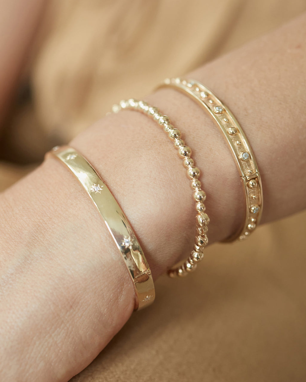 14k Gold Dew Drop Bangle