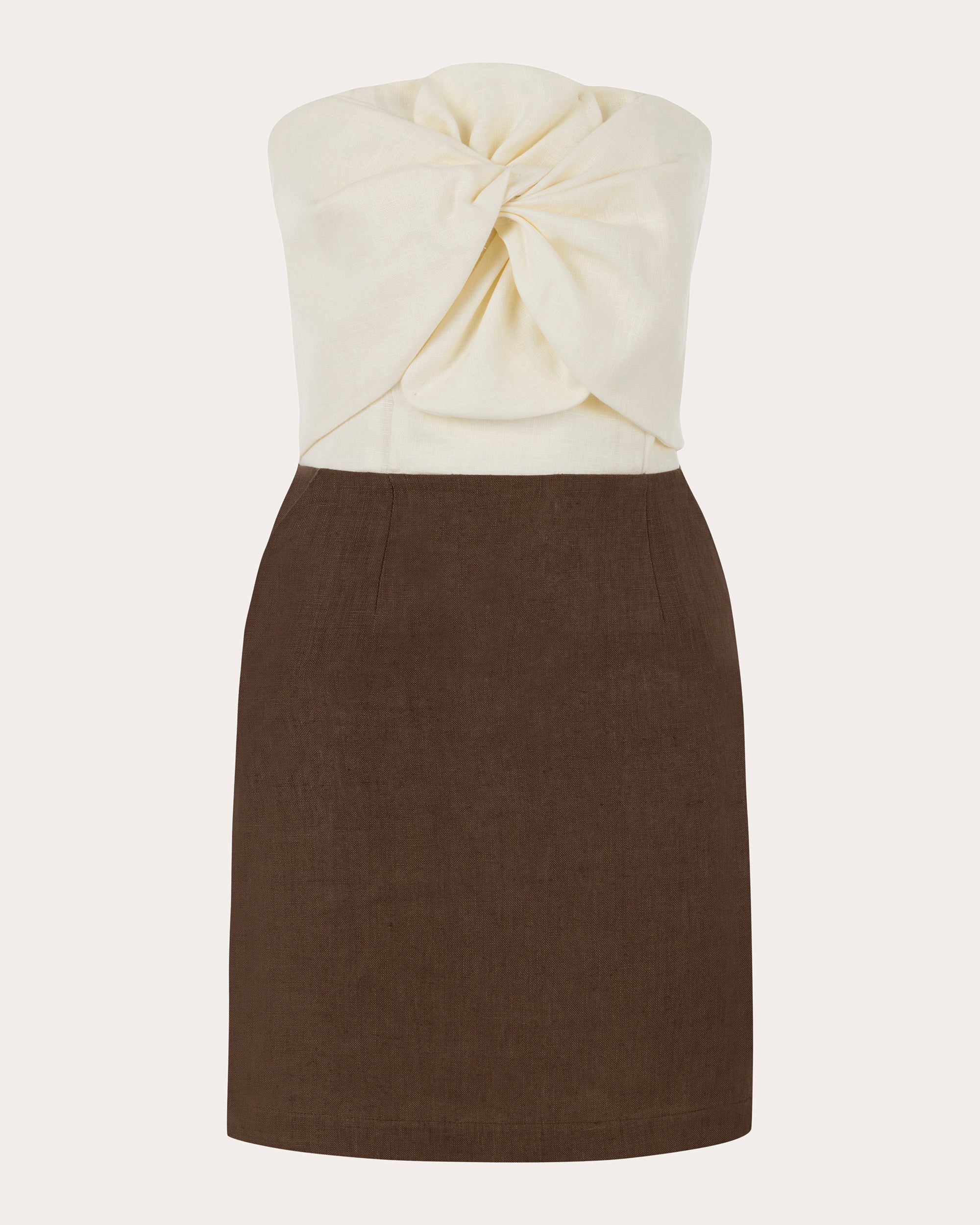 Hazel Twist-Front Draped Linen Mini Dress