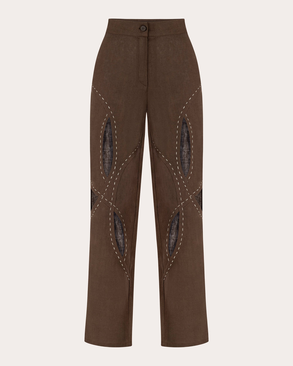 Asher Embroidered Cutout Linen Pants