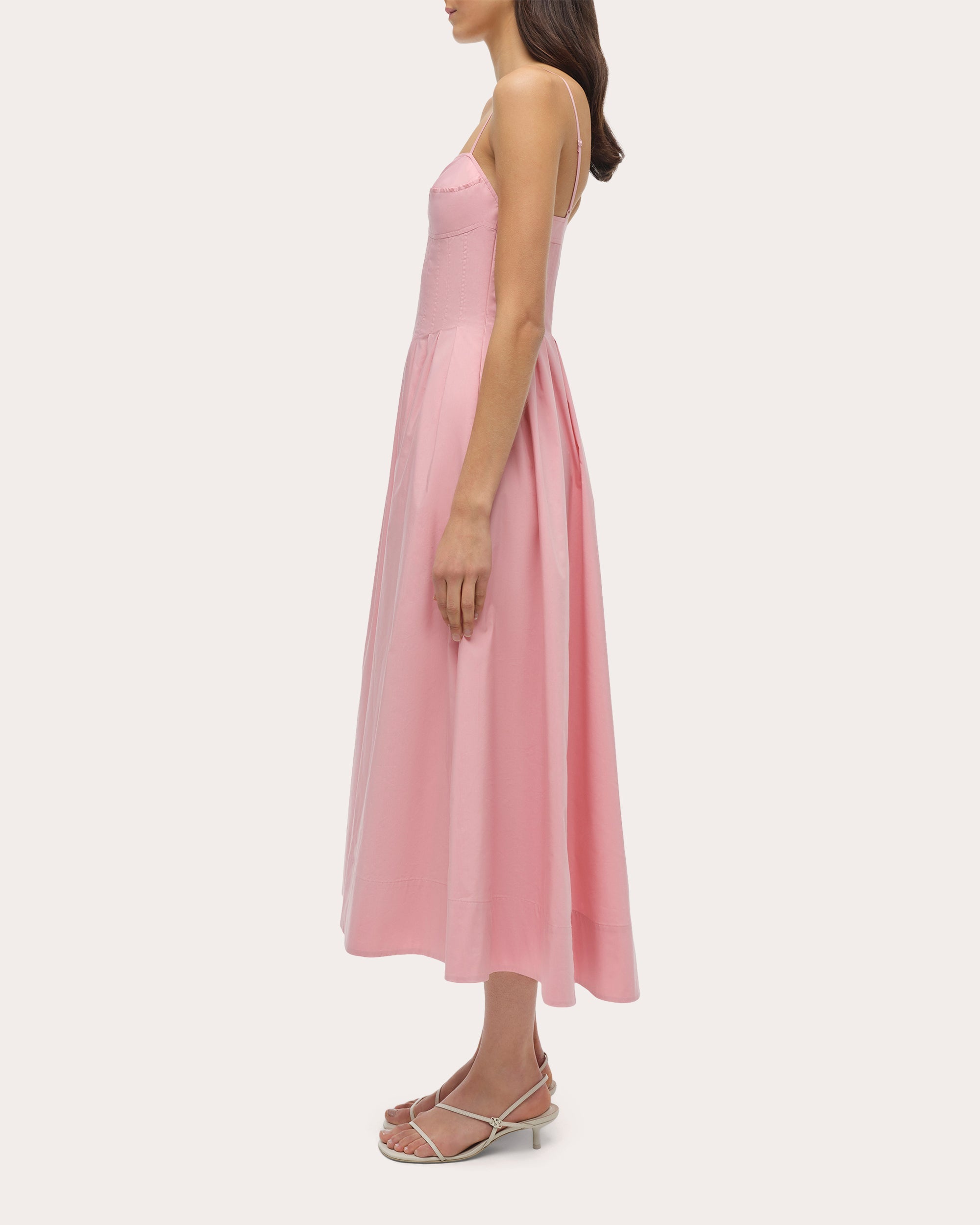 Kittiya Poplin Pleated Bustier Midi Dress