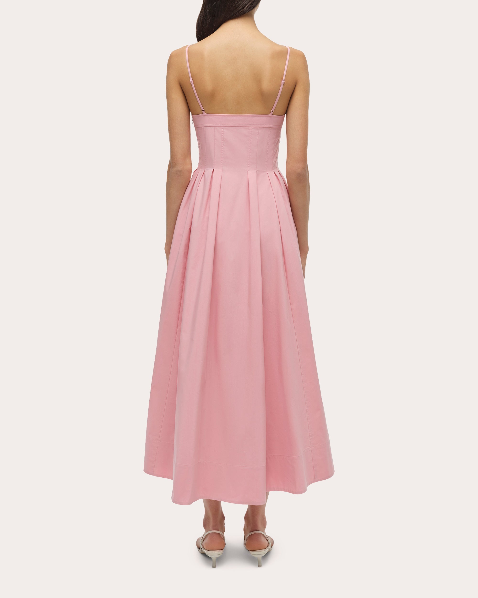 Kittiya Poplin Pleated Bustier Midi Dress
