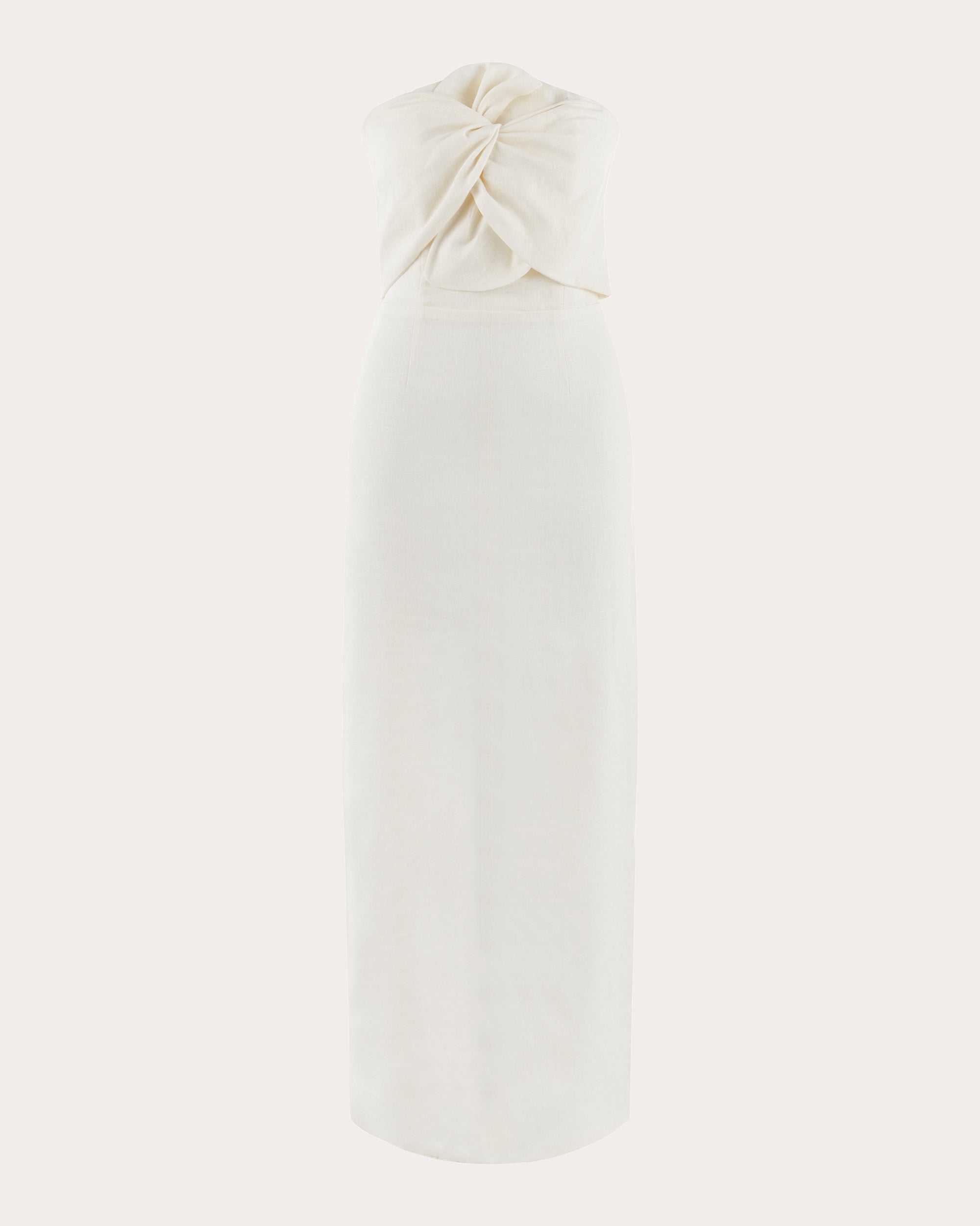 Alaia Twist-Front Draped Linen Midi Dress