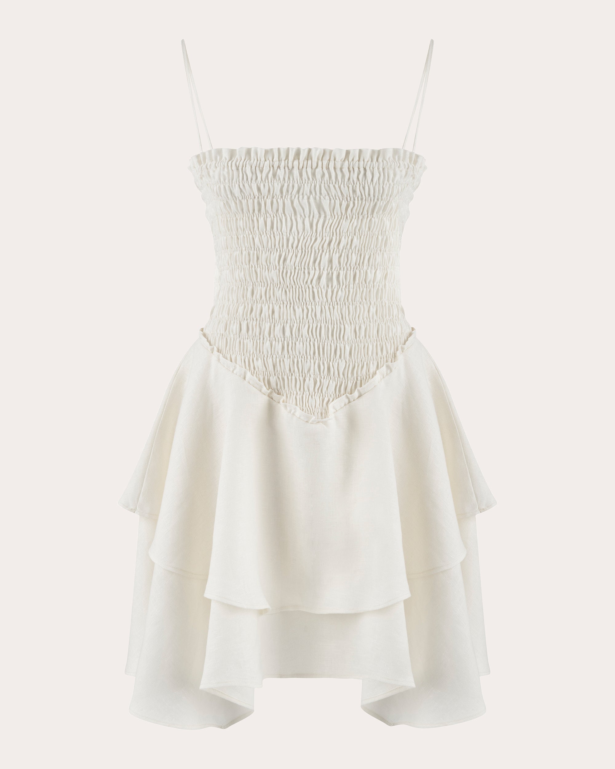 Sorrento Shirred Linen Mini Dress