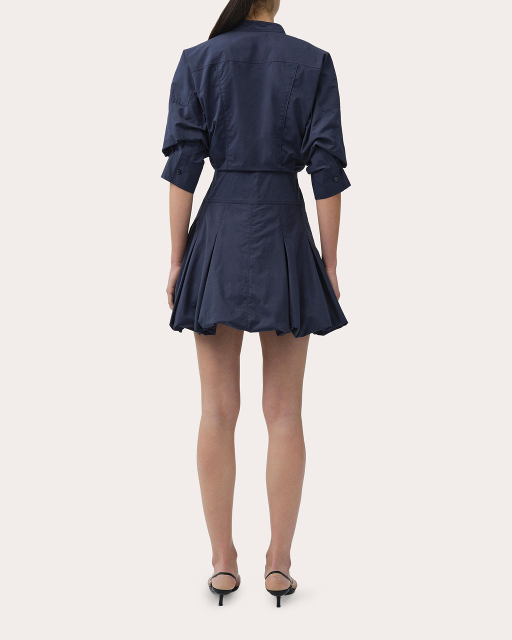 Effie Poplin Bubble-Hem Mini Shirt Dress
