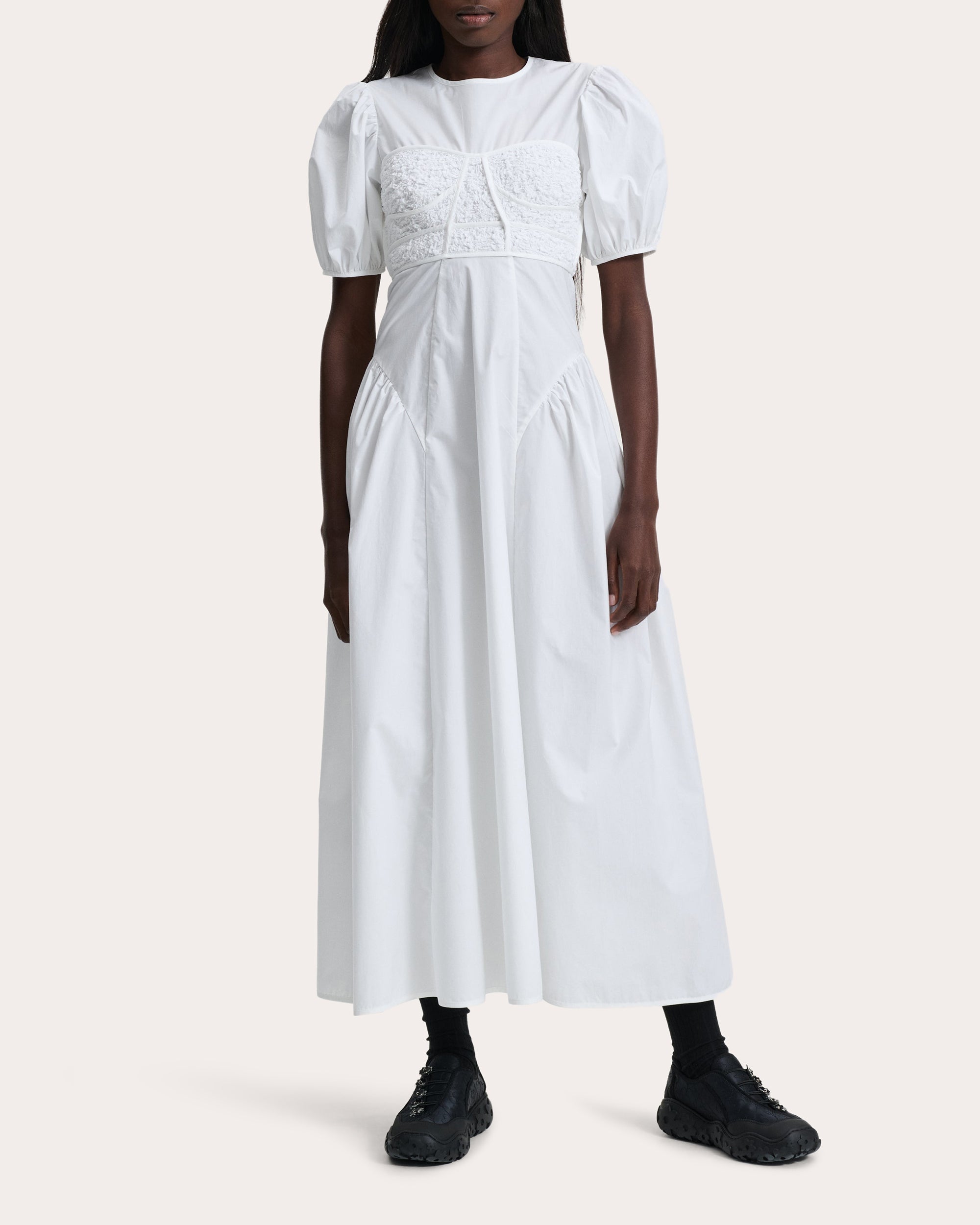 Clementine Smocked Gathered Cotton Midi Dress