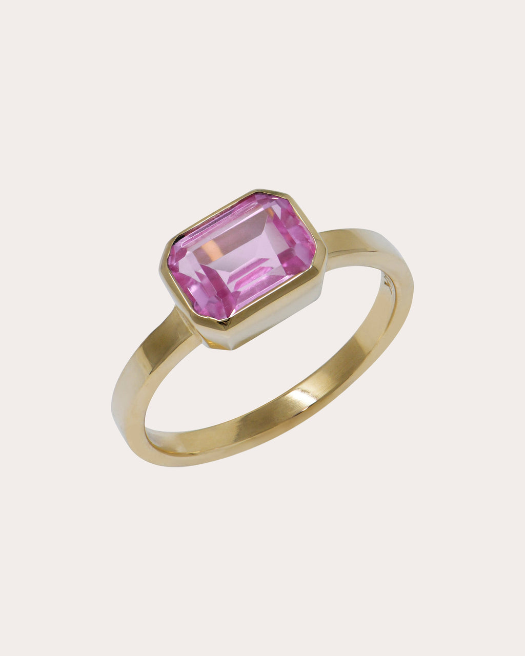 Pink Sapphire Cléo Emily Baguette Bezel Ring