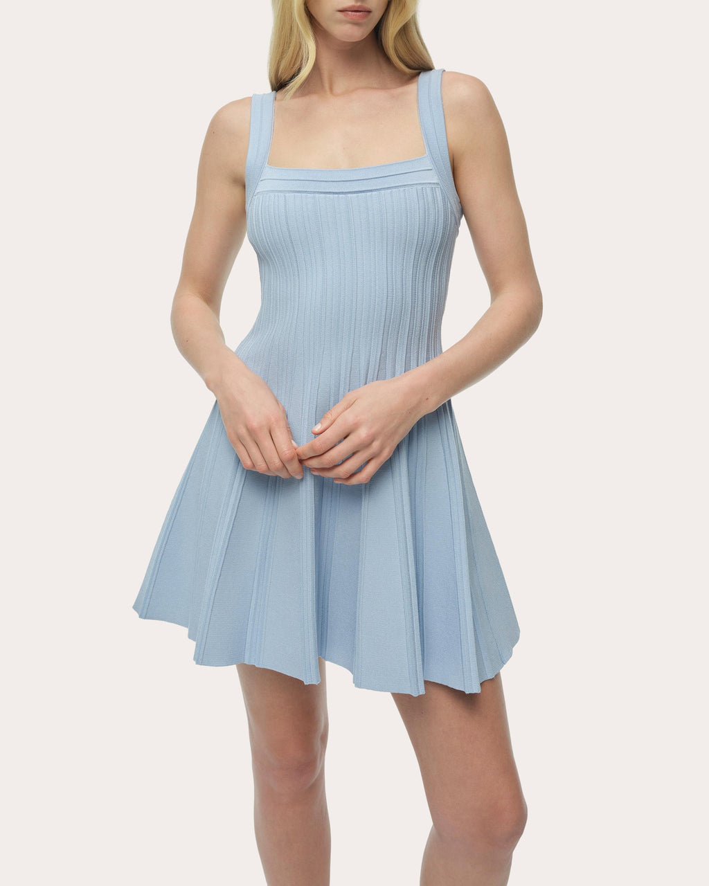 Indie Compact Knit Pleated Mini Dress
