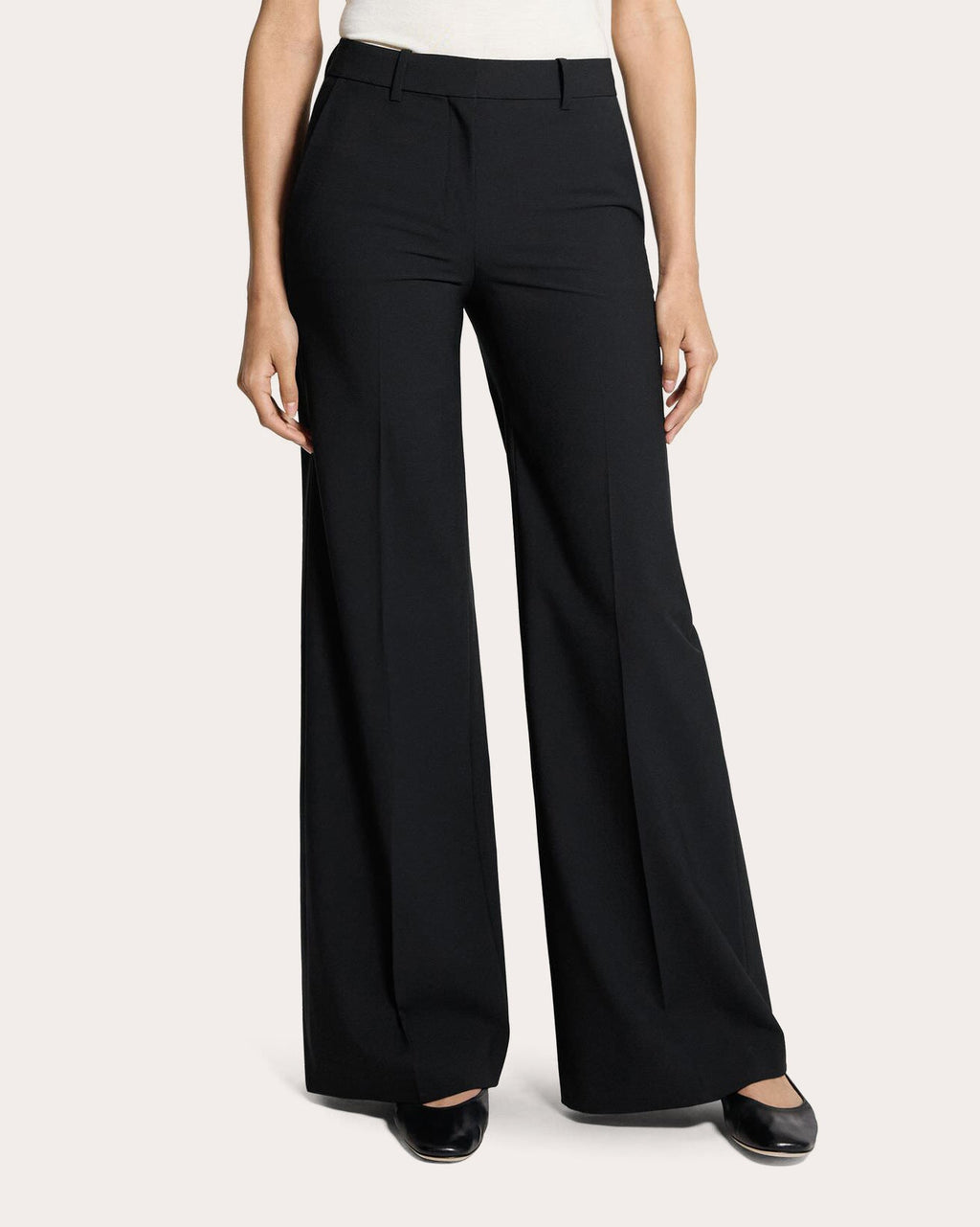 Fluid Wool Creased Flare Trousers