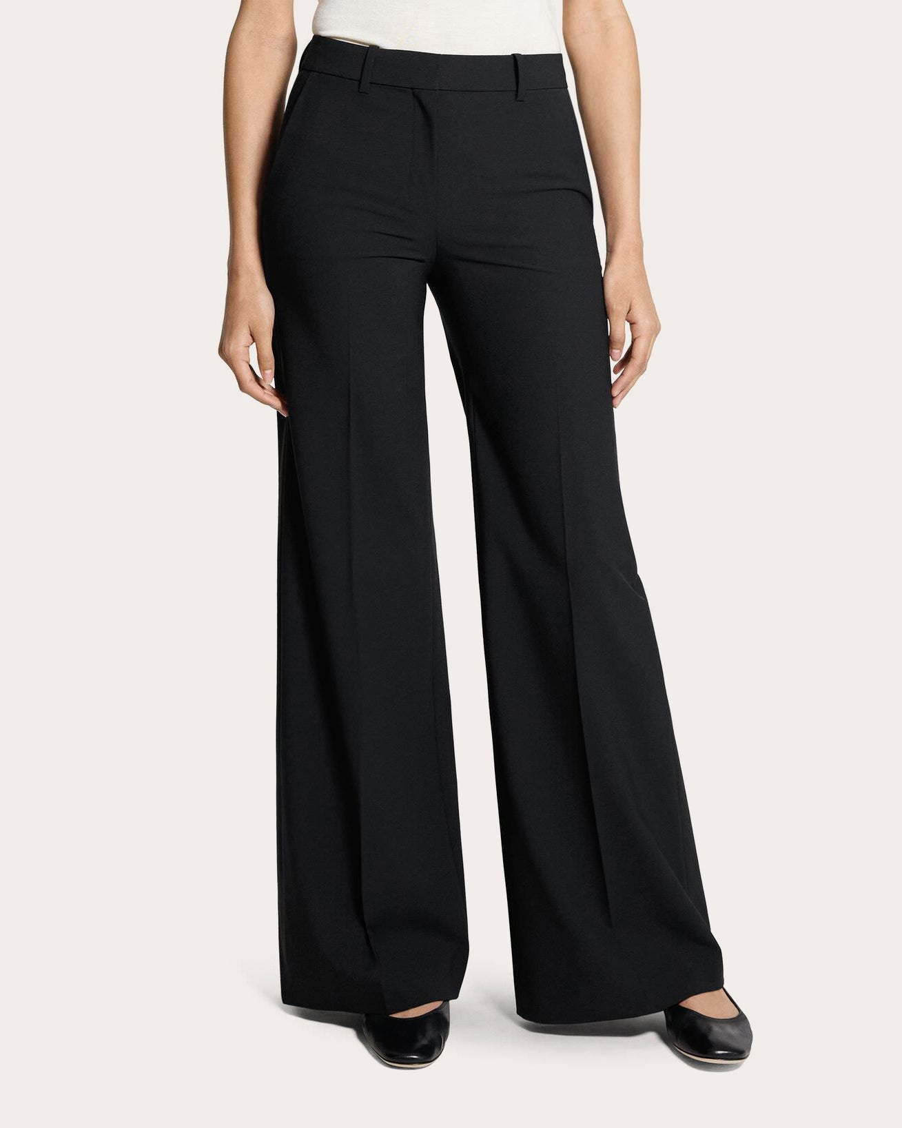 Fluid Wool Creased Flare Trousers
