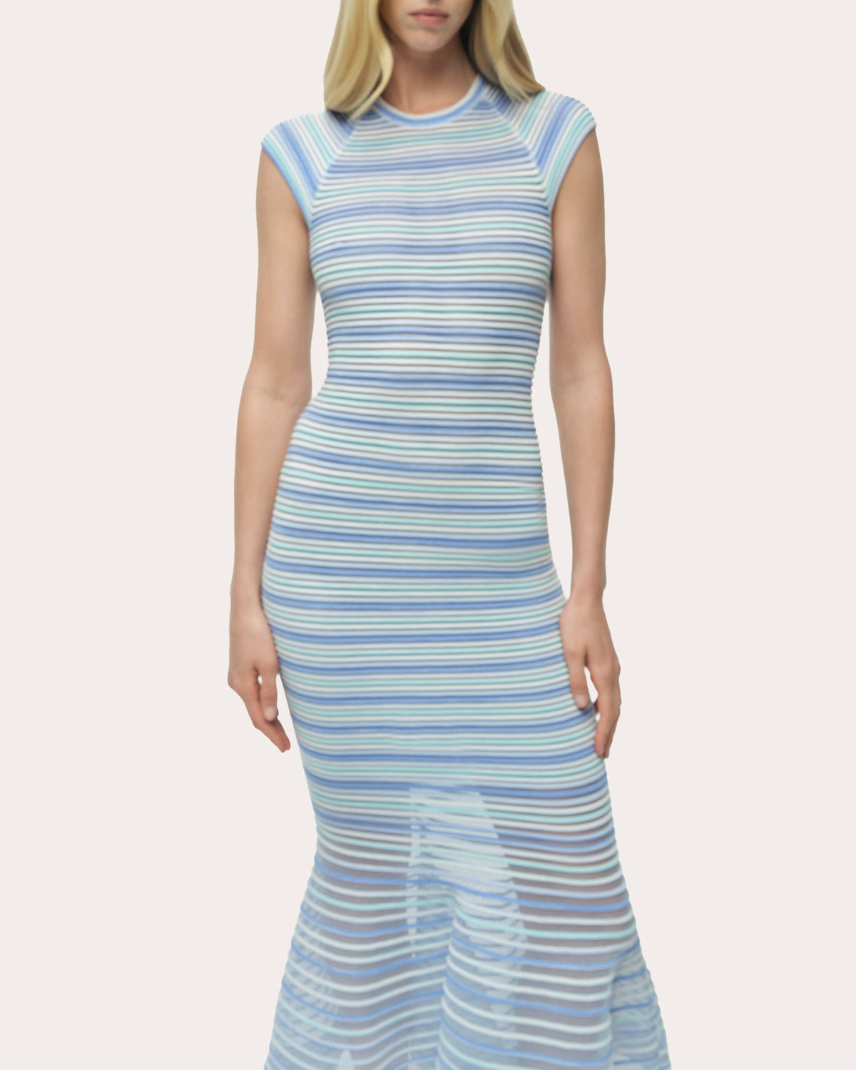 Danica Stripe Knit Mermaid Midi Dress
