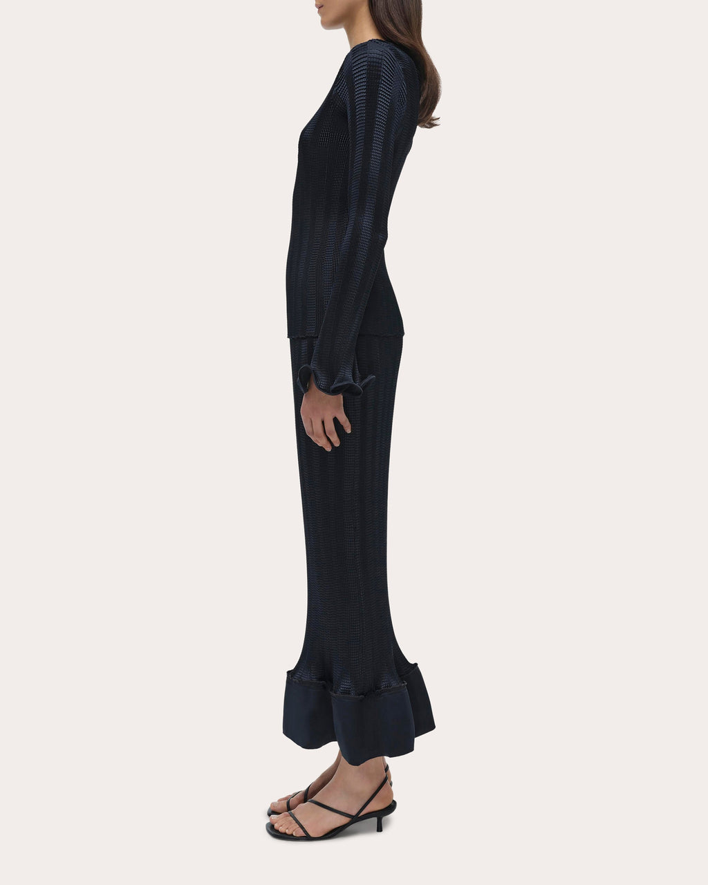 Carys Textured Stripe Flare-Sleeve Top