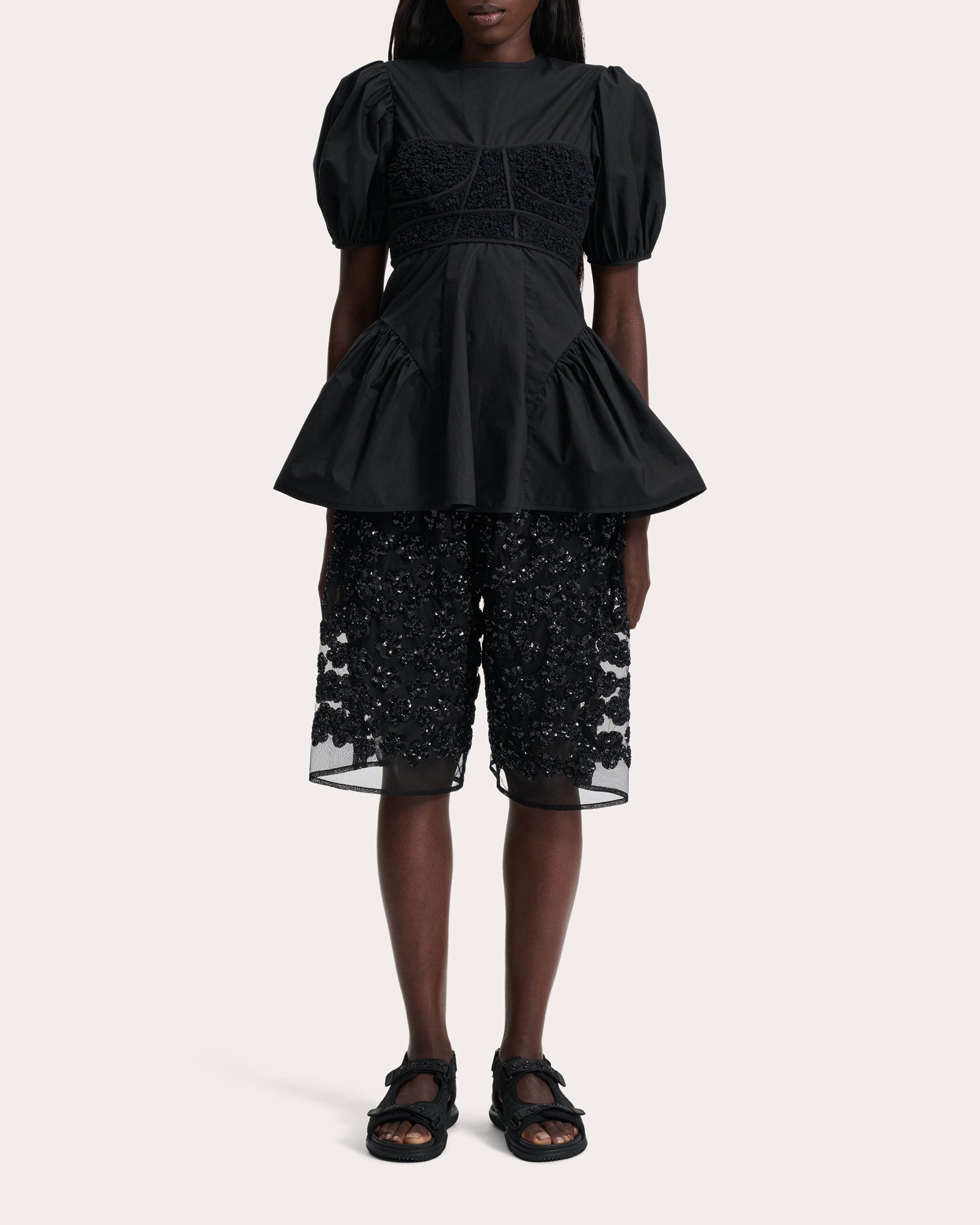 Conner Smocked Cotton Peplum Top