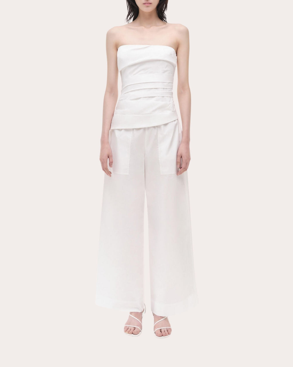 Emerson Poplin Ruched Bustier Top