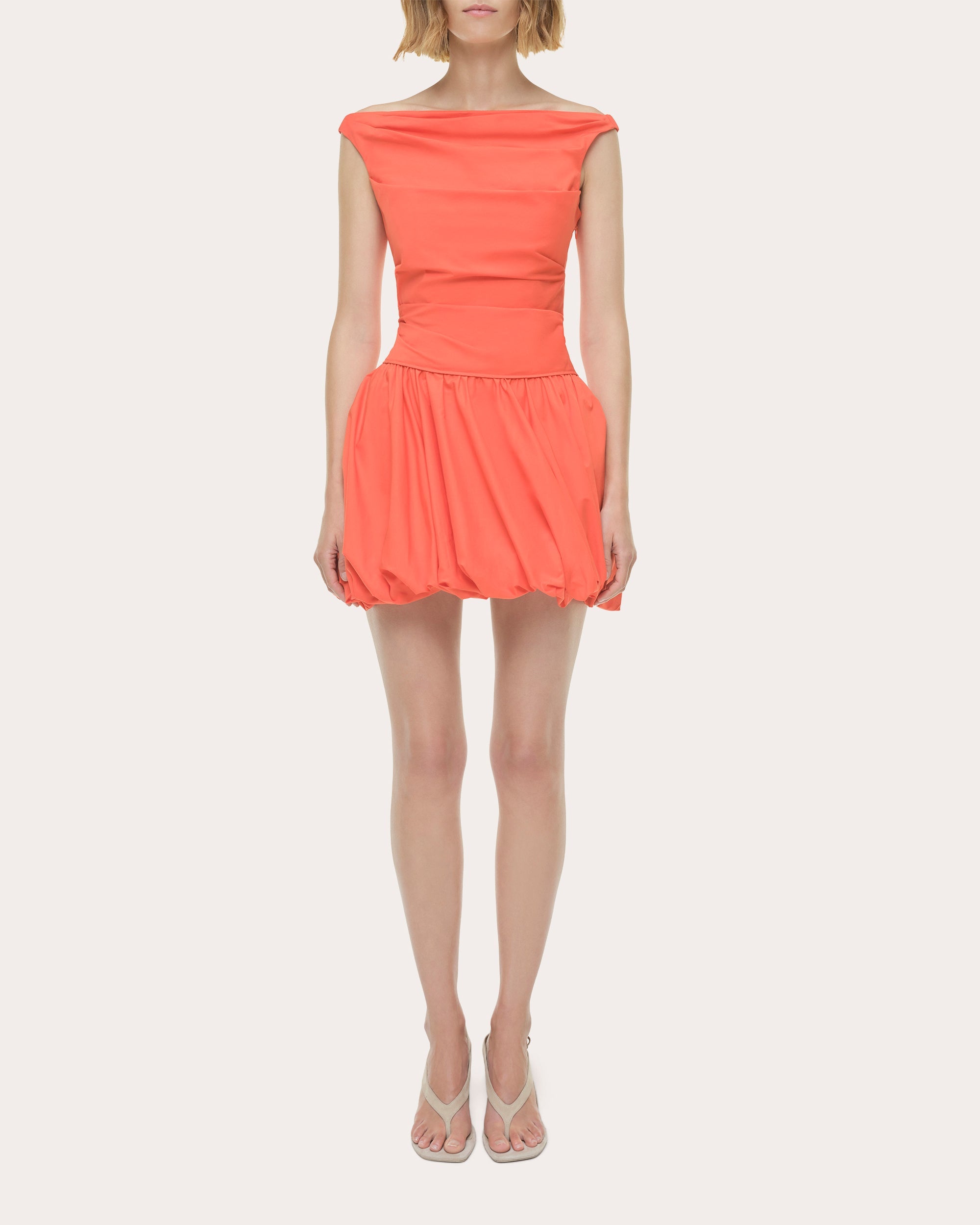 Salina Poplin Boatneck Bubble Mini Dress