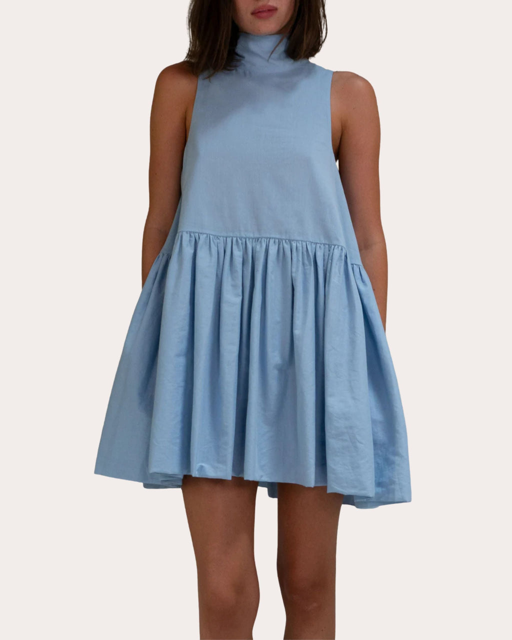 Marie Gathered Cotton Poplin Mini Dress