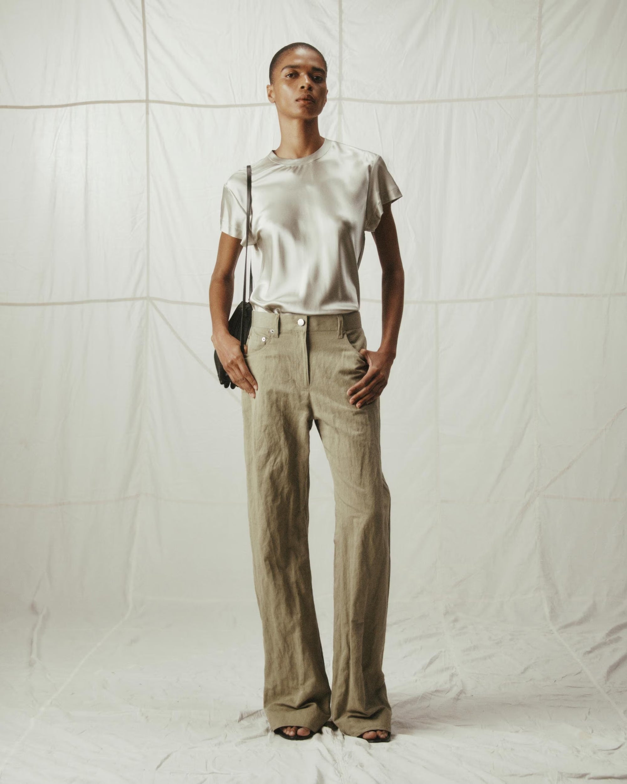 Cotton Linen Barrel Bootcut Trousers