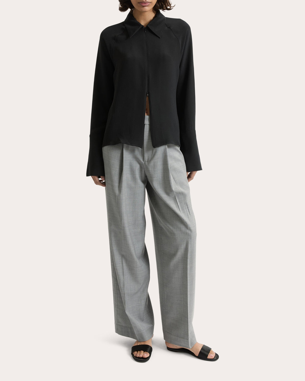 Lea Silk Crepe Collared Shirt