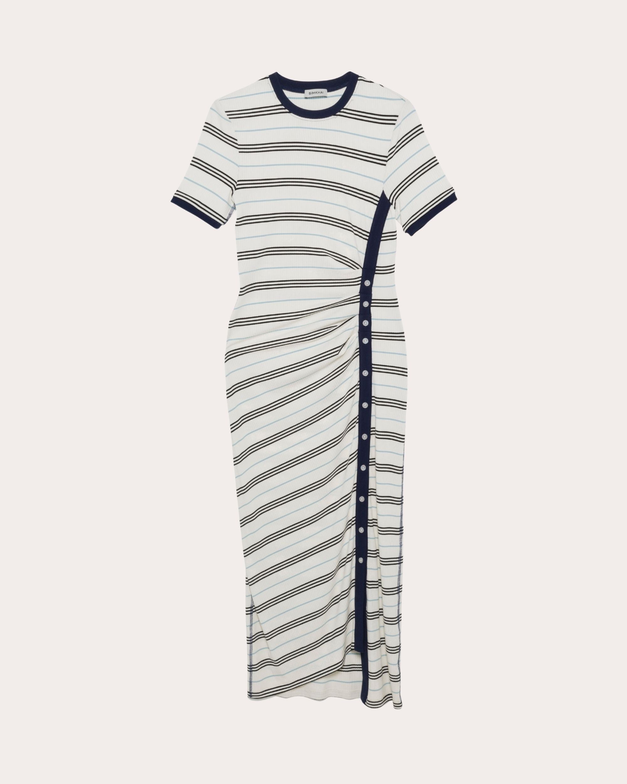 Shanna Stripe Knit Ruched Midi Dress