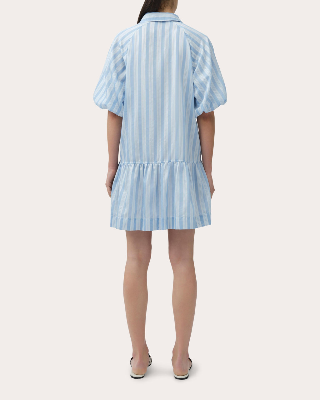 Crissy Satin Stripe Drop-Waist Shirt Dress