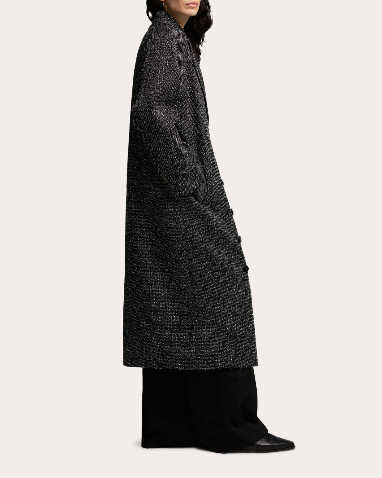 Double-Breasted Wool Tweed Coat