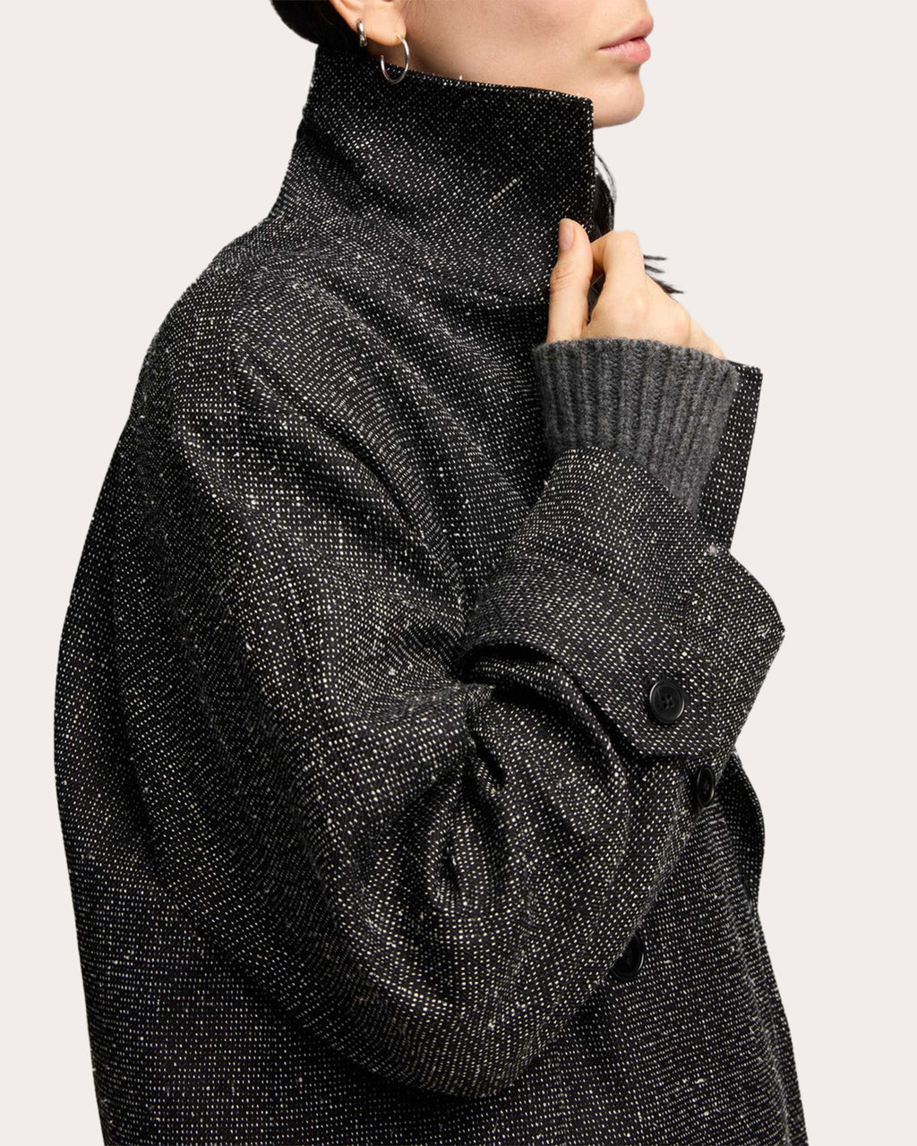 Double-Breasted Wool Tweed Coat