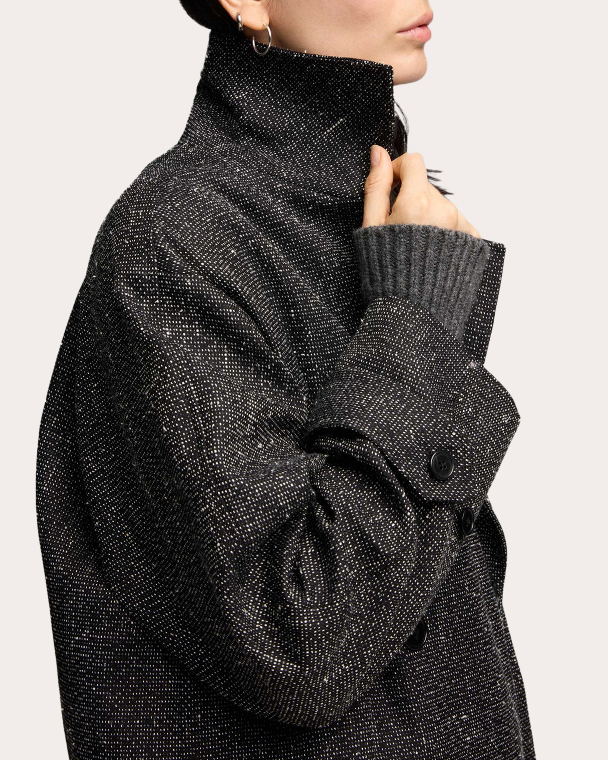 Double-Breasted Wool Tweed Coat