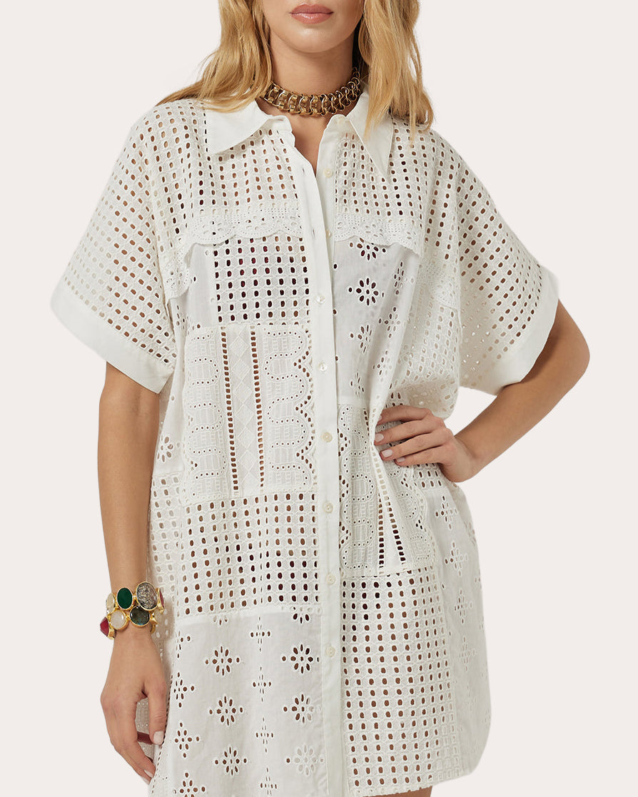 Colbee Broderie Anglaise Mini Shirt Kaftan